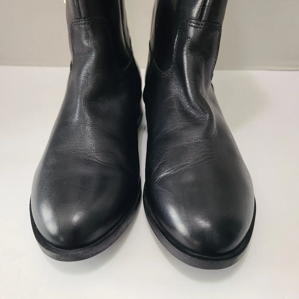 Marc Fisher Secrit Black‎ Studded Leather Knee-High Boots Wide Calf 7.5